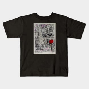The cafe and the big tree Kids T-Shirt